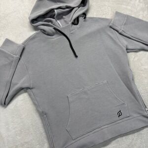 Peloton Sweatshirt Men S Grey Ribbed Quarter Zip Hoodie Casual Athletic Pullover